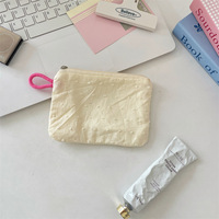 Pochette portable zippée pour monnaie, rouge à lèvres, clés, cosmétiques, avec compartiment intérieur, rangement pour pièces de monnaie et câbles de données divers