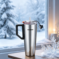 Tasse à café isotherme anti-fuite avec couvercle pop-up simple à un clic et base en silicone antidérapante, idéale pour un cadeau de remise de diplôme