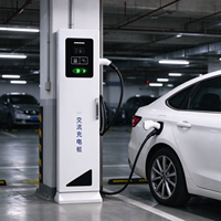 Borne de recharge AC, chargeur de véhicule électrique à une seule prise avec écran tactile et lecteur de carte, Type 2, utilisation en extérieur sur parking