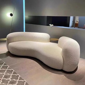 Modern Curved S Shape <b>Sofa</b> Lambskin Fabric Foam Filling <b>Living</b> <b>Room</b> Furniture - Product Image 3