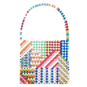 Fashion Hand Made Transparent Colored Acrylic Bead Geometric Tote Bag Handbag