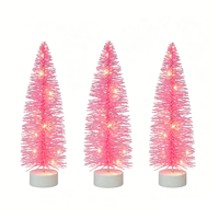 Rosa Glitzer LED-Beleuchteter Weihnachtsbaum-Set Anpassbare Größe Tischdekoration Ohne Batterie