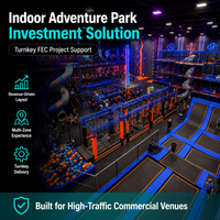Parque de Trampolines Comercial, Torre de Escalada Azul y Naranja, Pistas de Obstáculos, Área de Salto con Espuma, Estructura de Acero, Certificación CE, ASTM, EN1176