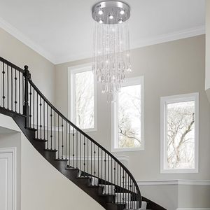 Lustre en cristal QiHang pour <span class=keywords><strong>plafond</strong></span> haut, luminaire <span class=keywords><strong>de</strong></span> <span class=keywords><strong>plafond</strong></span> en cristal à montage encastré pour couloir d'escalier, suspensions en cristal - Product Image 2