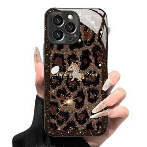 <span class=keywords><strong>Coque</strong></span> de téléphone en cuir de mouton plaqué verre léopard avec support et bracelet, <span class=keywords><strong>coque</strong></span> rigide de luxe antichoc, vente en gros pour Redmi K80 Pro - Product Image 5