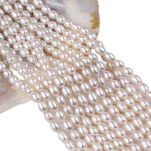 Perles de riz d'eau douce naturelles blanches Zhuji 7-8 mm, perles dispersées pour la vente en gros, accessoires de collier DIY - Product Image 5