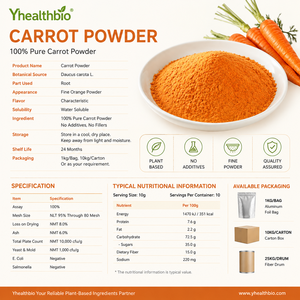 Poudre de Carotte Lyophilisée Hydrosoluble, Extrait Végétal, Matière Première pour l'Industrie Alimentaire et des Boissons, Vente en Gros - Product Image 2