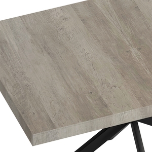 Mesa de Comedor Rectangular Extensible de Madera, Diseño Moderno, Tablero Gris Carole, Centro Negro Repujado, Base Metálica Resistente al Agua - Product Image 3