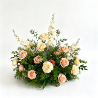 Composition florale artificielle de luxe en forme d'arche, thème Pêche pour Rose de Soie, pour centre de table de mariage et décoration de fête à domicile