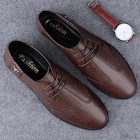 Chaussures habillées décontractées pour hommes en cuir pleine fleur véritable, respirantes, antidérapantes, à semelle souple ; Tendance printemps, à lacets