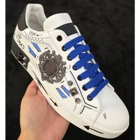 Chaussures de sport décontractées de luxe pour hommes et femmes, en cuir de vachette, semelle extérieure en TPU, plateforme, baskets de marche respirantes pour couple