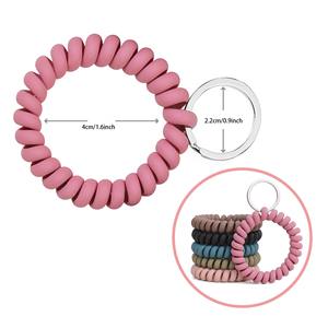Llavero de pulsera estirable Resorte Flexible Espiral Bobina de muñeca Banda Soporte de pulsera Llavero Llaveros deportivos - Product Image 6