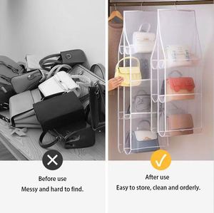 Organisateur de vêtements pliable de haute qualité, sac de rangement suspendu multifonctionnel moderne, sac en maille transparente, solution de rangement pour armoire - Product Image 3