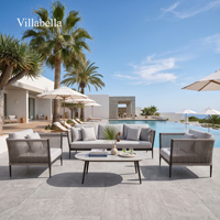 Alüminyum bahçe kanepe açık halat mobilya Modern lüks teras mobilya kanepe seti Villa otel için