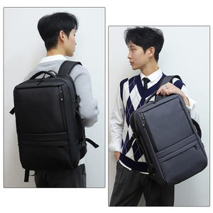 Sac à dos pour ordinateur portable en PU extensible, grande capacité, fermeture éclair étanche, simplicité urbaine, sac à dos de voyage pour étudiants - Product Image 4