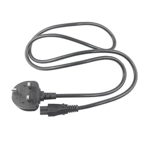 1.5M 5ft C5 Cloverleaf Lead to 3 Pin AC UK Plug Power Cable UK standard C5 Power Lead Cord PC Monitor Black