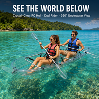 Kayak transparent pour 2 personnes, canoë transparent pour lac, océan, loisirs aquatiques, kayak de randonnée