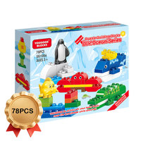 Blocs de construction en gros de grande taille, série Océan, 78 pièces, jouet éducatif en briques, approvisionnement direct usine, cadeau pour enfants garçons et filles