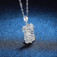Collier scintillant certifié IGI, bijoux en argent sterling 925, moissanite, grand pendentif en forme de cube de sucre, colliers pour femmes