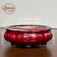 Yixing rétro Design céramique bonsaï Pots rouge émaillé pot de fleur de la taille d'une pinte pour la maison et le jardin en gros jardinières de sol