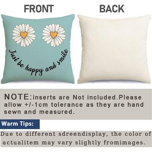 RABUSOFA Aqua Summer 18x18 Set 4 cojines decorativos Just Be Happy Smile Be You Tiful Let Your Soul Almohadas Decoraciones - Product Image 5