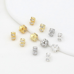 Cuentas espaciadoras de diamantes de imitación con diseño de lazo de copo de nieve, chapadas en oro de 18K sobre plata, accesorios y componentes para joyería DIY - Product Image 4
