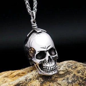 Yunnique – collier avec pendentif tête de mort pour hommes, en acier inoxydable, chaîne de bijoux Punk Hip Hop, 60cm, pendentif à la mode - Product Image 4