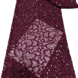 신부 소재를위한 럭셔리 와인 컬러 페르시 얇은 명주 그물 레이스 - Product Image 1