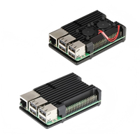 Boîtier de refroidissement en métal noir avec double ventilateur et dissipateur thermique pour Raspberry Pi 4 modèle B