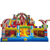 Parc à thème de cirque amusant pour enfants Combo toboggan de clown gonflable et trampoline avec souffleur d'air comprenant des kits de réparation