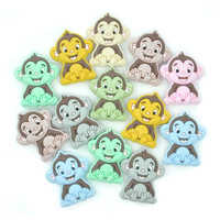 Chaîne de dentition pour bébé en silicone motif singe avec perles anti-chute pour sucette