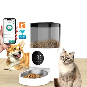 Distributeur de bol de nourriture pour animaux de compagnie Tuya Dog Cat Smart Chargeur connecté automatique 4L Wifi App Télécommande Mangeoire automatique pour animaux de compagnie avec bouton