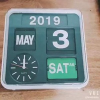 Horloge murale carrée moderne à calendrier automatique, multifonction, en plastique, de luxe, avec fonction de retournement de page