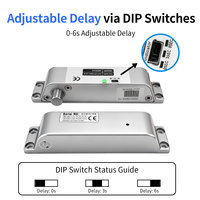Serrure électrique à pêne tombant à 5 fils, montée en surface, polie, durable, DC12V 24V, à commande par mot de passe, installation facile, Fail Safe NC/NO