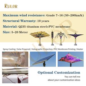 Parasols géants électriques pour mosquée islamique, système d'ombrage pour zone panoramique commerciale en plein air, Madinah Sunshade - Product Image 3