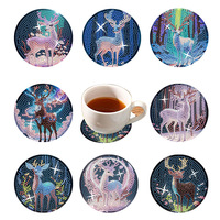 Ensemble de 8 sous-verres à peindre au diamant, bricolage artistique, sous-verres en strass avec support de rangement