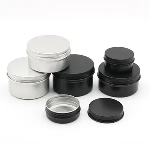 Good Quality Black Aluminum Jar Matte 5g 10g 15g To 100ml 250ml Multiple Sizes As Metal Candle Can Empty Cosmetic Aluminum Tin
