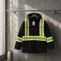 Veste réfléchissante matelassée coupe-vent en toile de canard robuste avec capuche, en polyester, pour l'hiver, style américain, grandes tailles, OEM