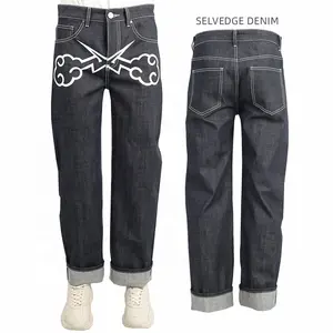 Low Moq Fabricage Custom Y 2K Silm Relax Fit Selvedge Japanse Denim Jeans Heren