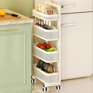 Étagère <span class=keywords><strong>de</strong></span> <span class=keywords><strong>rangement</strong></span> multifonctionnelle en métal multicouche pour légumes, idéale pour cuisine, salon, réfrigérateur et salle <span class=keywords><strong>de</strong></span> bain, design fin - Product Image 2