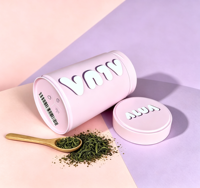 Boîte à thé vintage de 200g de qualité alimentaire en gros, hermétique à double couvercle, pour café en grains, poudre ou thé matcha, finition rose mat