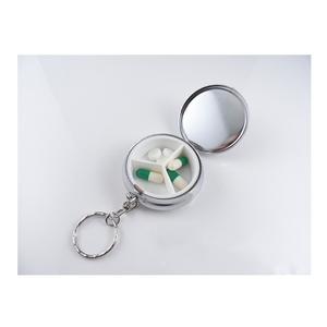 <span class=keywords><strong>Porte</strong></span>-clés à deux ou trois grilles en métal rond de voyage en forme de cœur personnalisé pour promotion Boîte à pilules <span class=keywords><strong>porte</strong></span>-clés portable - Product Image 6