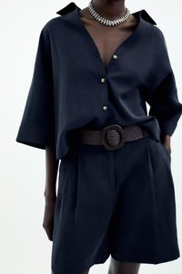 SHENZHU Abbigliamento <span class=keywords><strong>Donna</strong></span> 2025 Nuova Collezione Estiva <span class=keywords><strong>Camicia</strong></span> a Maniche Corte con Risvolto Stile Semplice ed Elegante 8372226 8372444 - Product Image 2