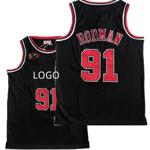 Мужская баскетбольная майка № 91 Rodman, быстросохнущая Полиэстеровая техника большого размера, вдохновленная финалами 1998 сезона - Product Image 1