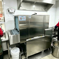 Lave-vaisselle à convoyeur plat en acier inoxydable, type aérien, à réservoir unique et rinçage unique, capacité 3000 plats/heure, pour restaurants et hôtels