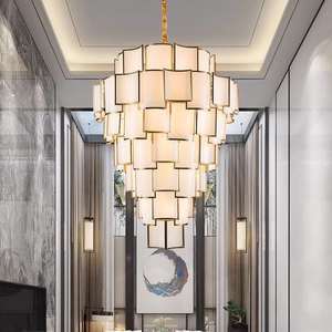 Colgantes modernos iluminación Villa escalera Hotel vestíbulo lujo espiral múltiple largo oro colgante Luz - Product Image 3