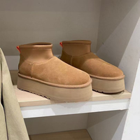 Sepatu Bot Wanita Berbahan Suede dengan Manset Elastis, Berlapis Bulu, Platform, Hangat, Anti-Selip untuk Musim Dingin, Tersedia untuk Pembelian Grosir.