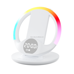 Réveil numérique pliable de bureau <span class=keywords><strong>7</strong></span> en 1, chargeur sans fil, station de charge rapide 15W pour <span class=keywords><strong>iPhone</strong></span>, Samsung, téléphone portable, montre intelligente - Product Image 6