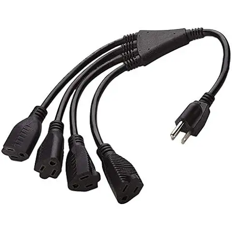 3 Prong 1 à 4 Outlet Power Cord Splitter Cord Indoor Outdoor Cable Strip Outlet Saver Power Extension Cable for Computer