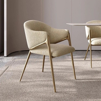 Nouveau design Fauteuil d'appoint Chaise de salle à manger Sherpa en laine d'agneau velours avec pieds dorés